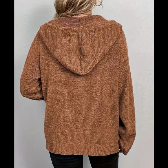 Women’s Button Down Cardigan Hooded Sweater - Picture 2 of 2